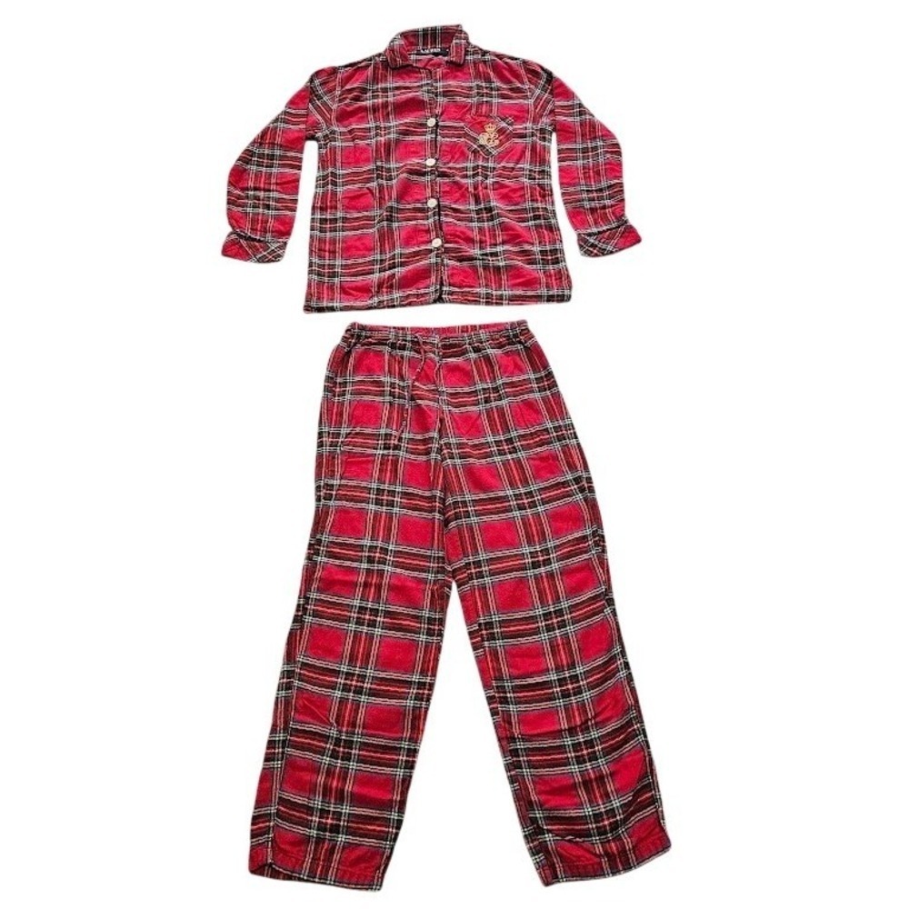 Lauren Ralph Lauren Plaid Flannel Pajama Set Women XS - See Description for Flaw